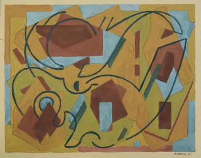 null Albert COSTE (1896-1985) Composition cubiste Gouache sur papier H. 18,5 cm -...