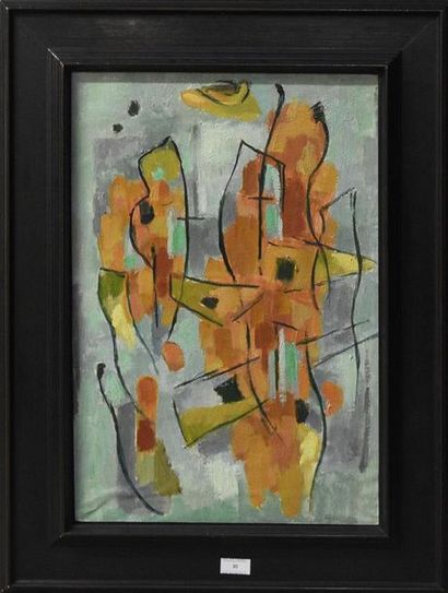 null Albert COSTE (1896-1985) Abstraction, Rythmes noir et orange Huile sur toile...