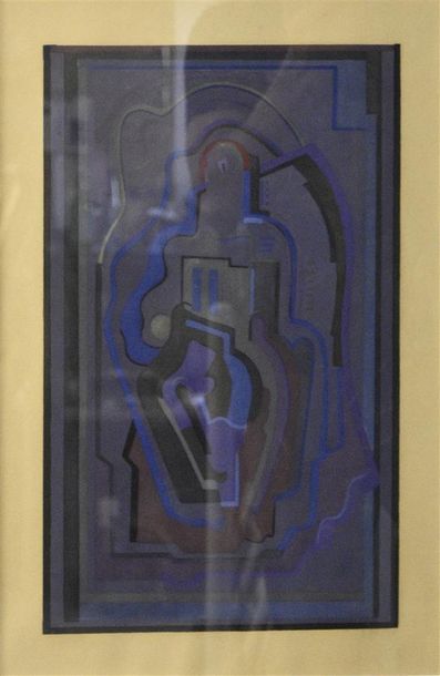 null Evie Sydney HONE (1954-1985) Composition cubiste Gouache H. 41 cm - L. 25 c...