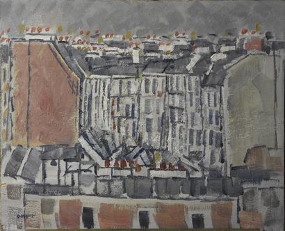 null Pierre COQUET (né en 1926) Les toits de Paris, la cour Huile sur panneau, signé...