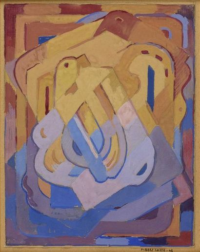 null Albert COSTE (1896-1985) Composition cubiste Gouache H. 24 cm - L. 19 cm