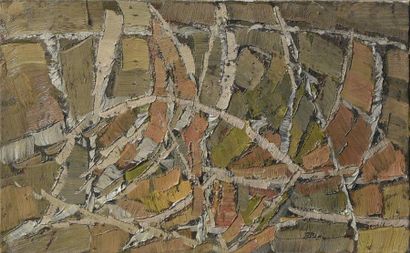 null Pierre COQUET (né en 1926) Composition abstraite, vert orangé Huile sur toile...