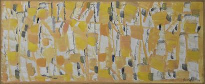 null Pierre COQUET (né en 1926) Petit abstrait jaune Huile sur carton H. 23 cm -...