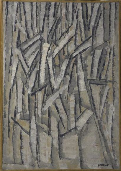 null Pierre COQUET (né en 1926) Composition abstraite gris bleu Huile sur toile H....
