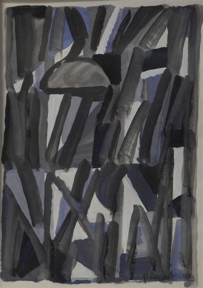 null Pierre COQUET (né en 1926) Composition abstraite bleue Gouache sur papier H....