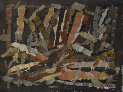 null Pierre COQUET (né en 1926) Composition abstraite multicolore Huile sur papier...