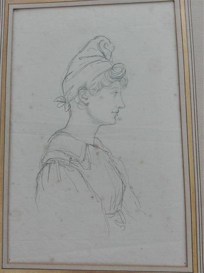 Dessins - Oeuvres sur papier Ecole du française du XIXe siècle Portrait de femme...