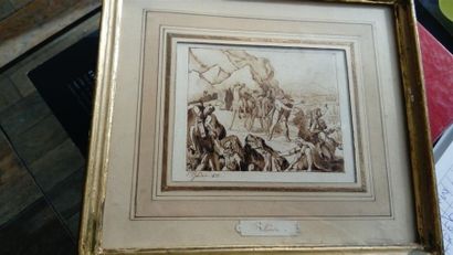 Dessins - Oeuvres sur papier Eugène GONDAR (Né en 1812) Scène de l'Histoire Antique...
