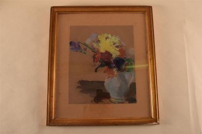 Dessins - Oeuvres sur papier Henriette DELORAS (1901-1941) La fleur jaune Crayon...