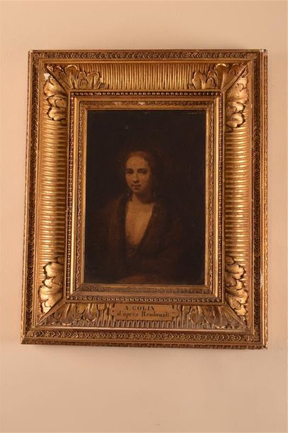 TABLEAUX ANCIENS Alexandre COLIN (1798-1875) Portrait d'Hendrickje Stoffels au béret...