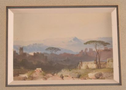 Tableaux du XIXe siècle et Ecoles régionales Eugène CICERI (1813-1890) Paysage montagneux...