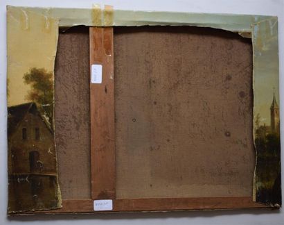 TABLEAUX ANCIENS Attribué à Jules GUEDY (1805-1876) Paysage pluvial au moulin et...