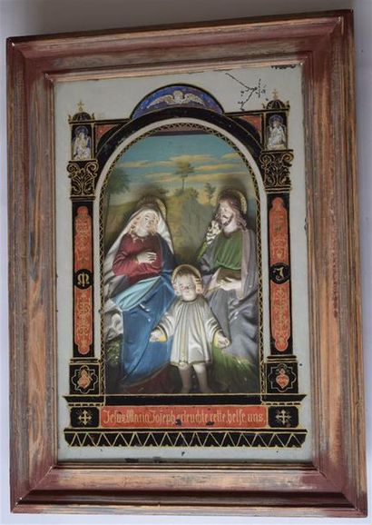 OBJETS D'ART Diorama religieux Fin XIXe siècle H. 66,5 cm L. 49 cm 
