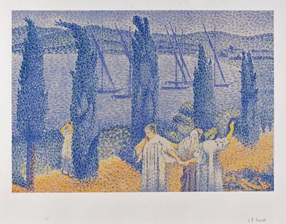 Henri Edmond CROSS (1856-1910) Promenade ou les cyprès, 1897
Lithographie, Johnson...