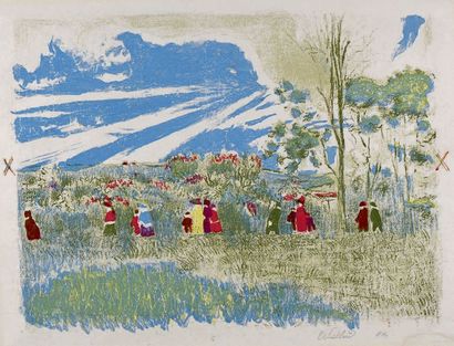 Edouard VUILLARD (1868-1940) «À travers champs» (planche 3 de la suite Paysages et...