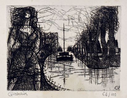 Marcel GROMAIRE (1892-1971) * Femme en bord de canal
Eau-forte, épreuve signée et...