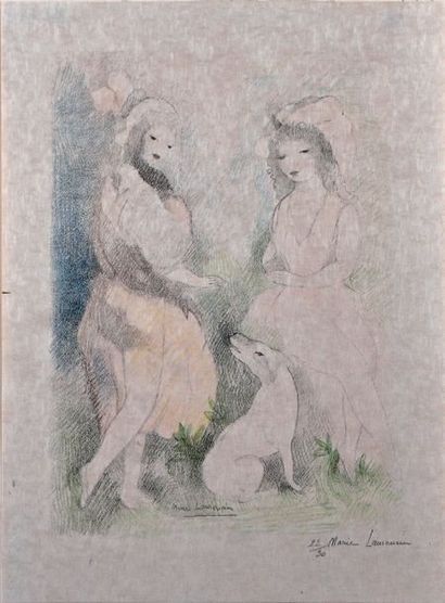 Marie LAURENCIN (1883-1956) [Deux filles et un chien], vers 1935
Lithographie imprimée...