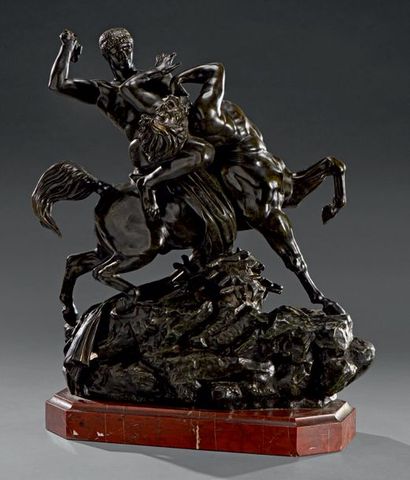 Louis Antoine BARYE (1796-1875) * Thésée et le centaure Biénor
Bronze à patine brune...