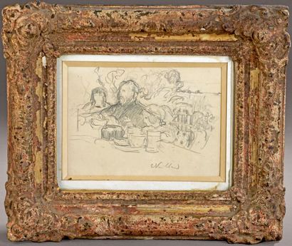 Edouard VUILLARD (1868-1940) * Scène familiale
Dessin au crayon, signé en bas, vers...