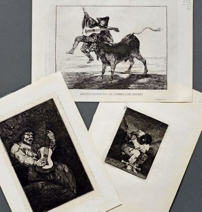 Francisco de GOYA Y LUCIENTES (1746-1828) Aveugle enlevé sur les cornes d'un taureau...