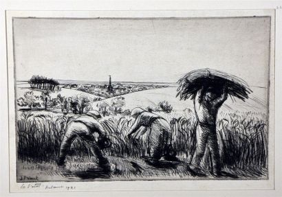 Jean FRÉLAUT (1879-1954) * La moisson, 1921, eau-forte, Delteil 211, belle épreuve...