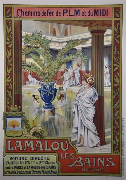 Louis TRINQUIER-TRIANON (1853-1922) Chemin de fer PLM et du Midi par Lamalou les...