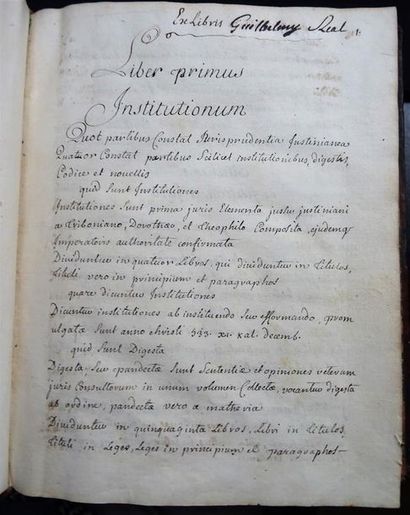 null Livre de droit en latin, manuscrit 

XVIIIe siècle
