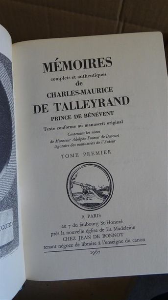 null [CARTONS] :

- TALLEYRAND - MEMOIRES 5 vol

- CHATEAUBRIAND - MEMOIRES D'OUTRE...