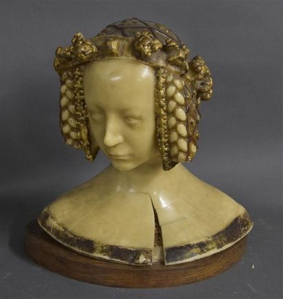 null Marguerite de Valois, buste en cire polychrome d'après le XVe siècle

H. 34...