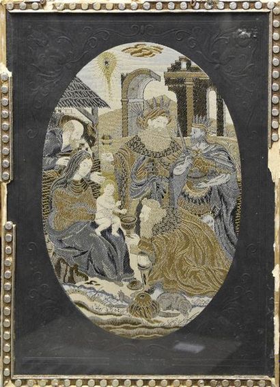 null L'Adoration des Mages

Broderie encadrée

XIXe siècle

H. 30 cm L. 20,5 cm