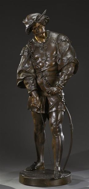 null Emile PICAULT (1833-1915)

Archer du XIIIe siècle

Bronze à patine brune signé...