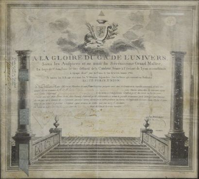 null Certificat d'apprenti Compagnon et Maître à la loge de Saint Jean en 1821

Gravure...