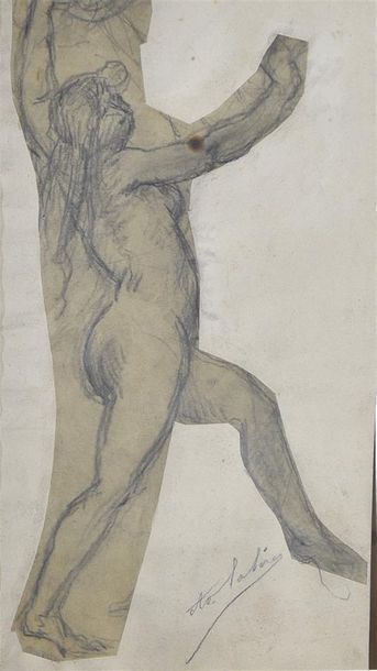 null Adolphe LALIRE (1848-1933) _x000B_Etudes de nus de femmes. Dessins au fusain...