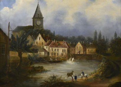 null Ecole du XIXe siècle

Paysage au moulin

Huile sur toile, signée en bas à droite...