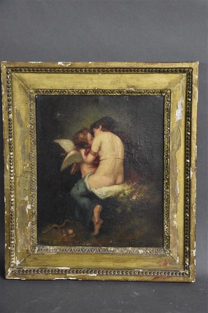 null Léon Louis LECLERC (1829 -(?)
Le baiser de l'amour
Huile sur toile signée en...