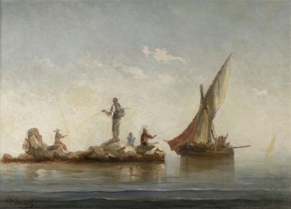 null Joseph SUCHET (1824-1896)

Pêcheurs dans le port de Marseille

Huile sur toile

H....