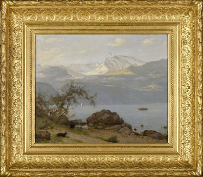 null Paul Gustave ROBINET (1845-1932)

Bord de lac de montagne aux chèvres

Huile...