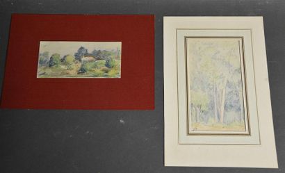 null Jules-Léon FLANDRIN (1871-1947)

Les arbres - Le toit orange

Deux pastels monogrammés

H....