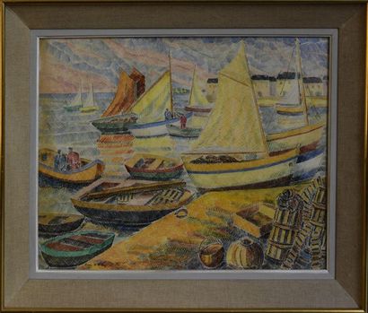 null Pierre de BELAY (1890-1947)
Port de Bretagne
Aquarelle signée et datée 1945
H....