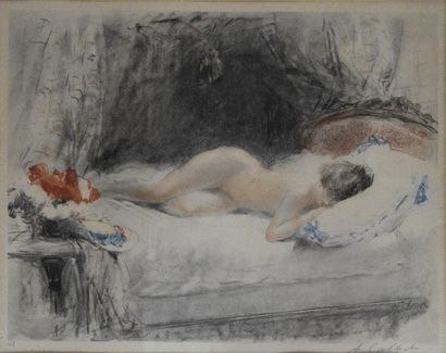 null Antoine CALBET (1860-1944)

Nu endormi

Lithographie en couleurs signée en bas...