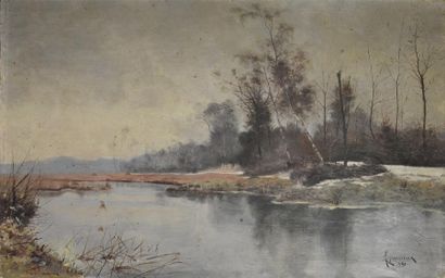 null ESPARCIEUX (XIXe siècle)

Bord de rivière 

Huile sur toile signée et datée...