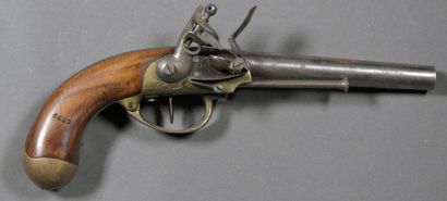 null FRANCE Pistolet à coffre modèle 1777 Monture bronze marquée de la MANUFACTURE...