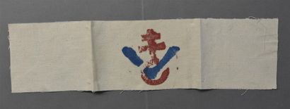 null *FRANCE Brassard FFI Toile blanche avec insigne croix de Lorraine rouge brochant...