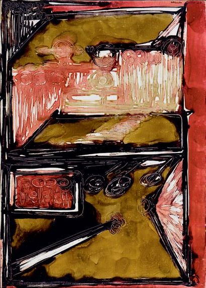 CLAUDE VISEUX (1927-2008) Moyeux, 1958
Acrylique sur toile, signée et datée en haut...