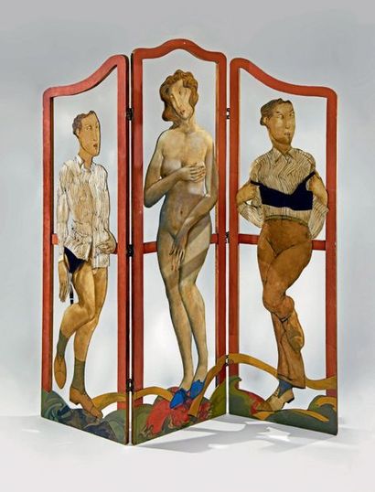Jean-Pierre CEYTAIRE (né en 1946) Paravent
Trois silhouettes découpées et peintes...