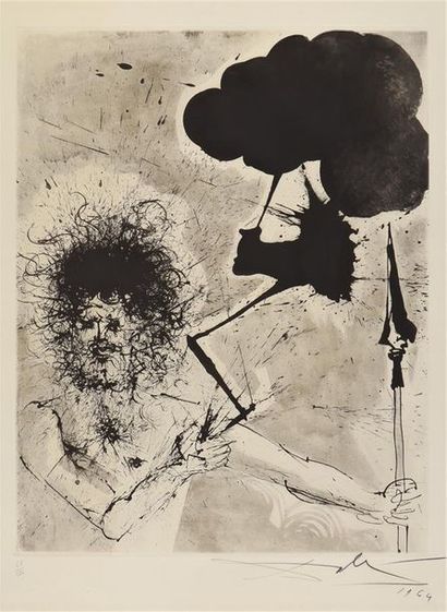 Salvador DALI (1904-1989) Zeus, 1964
Pointe sèche, héliogravure, numérotée 65/150,...