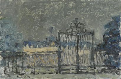 Henri LACHIEZE-REY (1927-1974) La grille du château,1965
Huile sur papier marouflée...