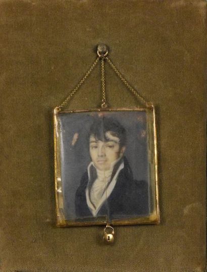 null Ecole FRANCAISE du XIXe siècle Portrait du Comte d'Astier Miniature H. 6 cm...