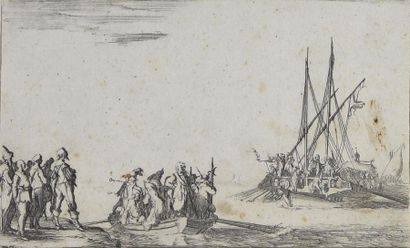 null Stefano DELLA BELLA (1610 - 1664) Ensemble de 8 planches. Paysages marins. DV...