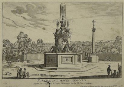 null G.B. FALDA (1648 - 1678) " Fontana sul monte Gianicolo " Eau-forte à l'adresse...